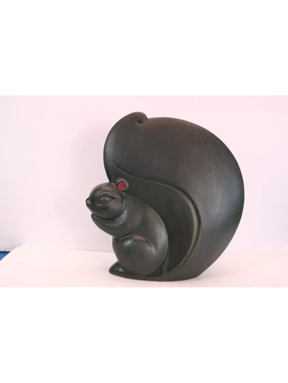 Lg MCM Ceramic Squirrel Figurine Matte Black 10
